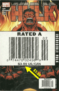 Hulk (2008) #1, $3.99 Newsstand Edition cover price variant